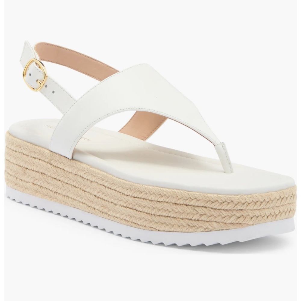 STUART WEITZMAN Mel Leather Espadrille Flatform Sandal,White- Brand New-Gorgeous